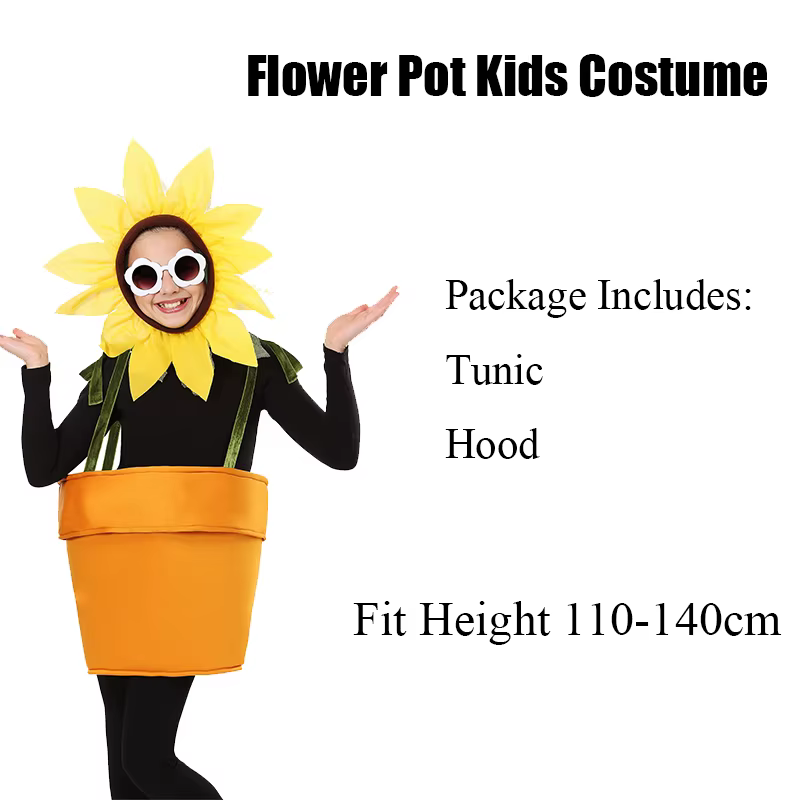 Pot de fleur unisexe pour Enfant, déguisement de carnaval d'halloween, tenue de jour du livre du mon