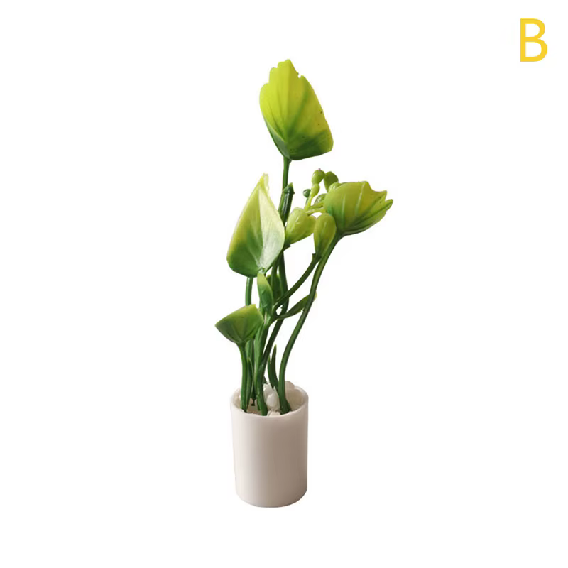 Plante en pot miniature pour maison de poupée 1:12, feuilles vertes, pot de bonsaï, modèle de jardin