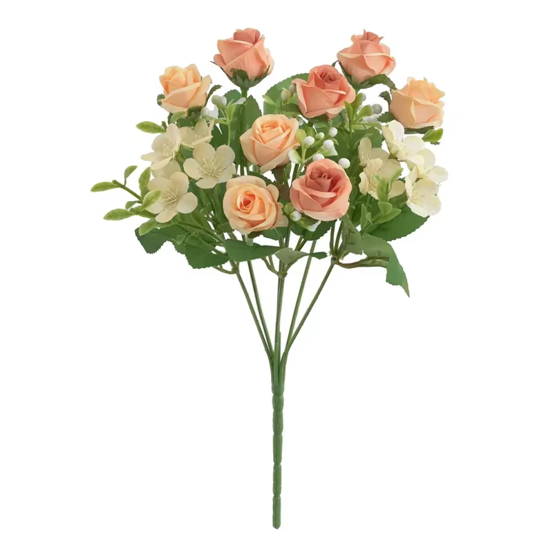 Bouquet d'hortensia artificiel à 8 têtes d'aloès vert, fausse fleur en soie, Simulation de café Elsa