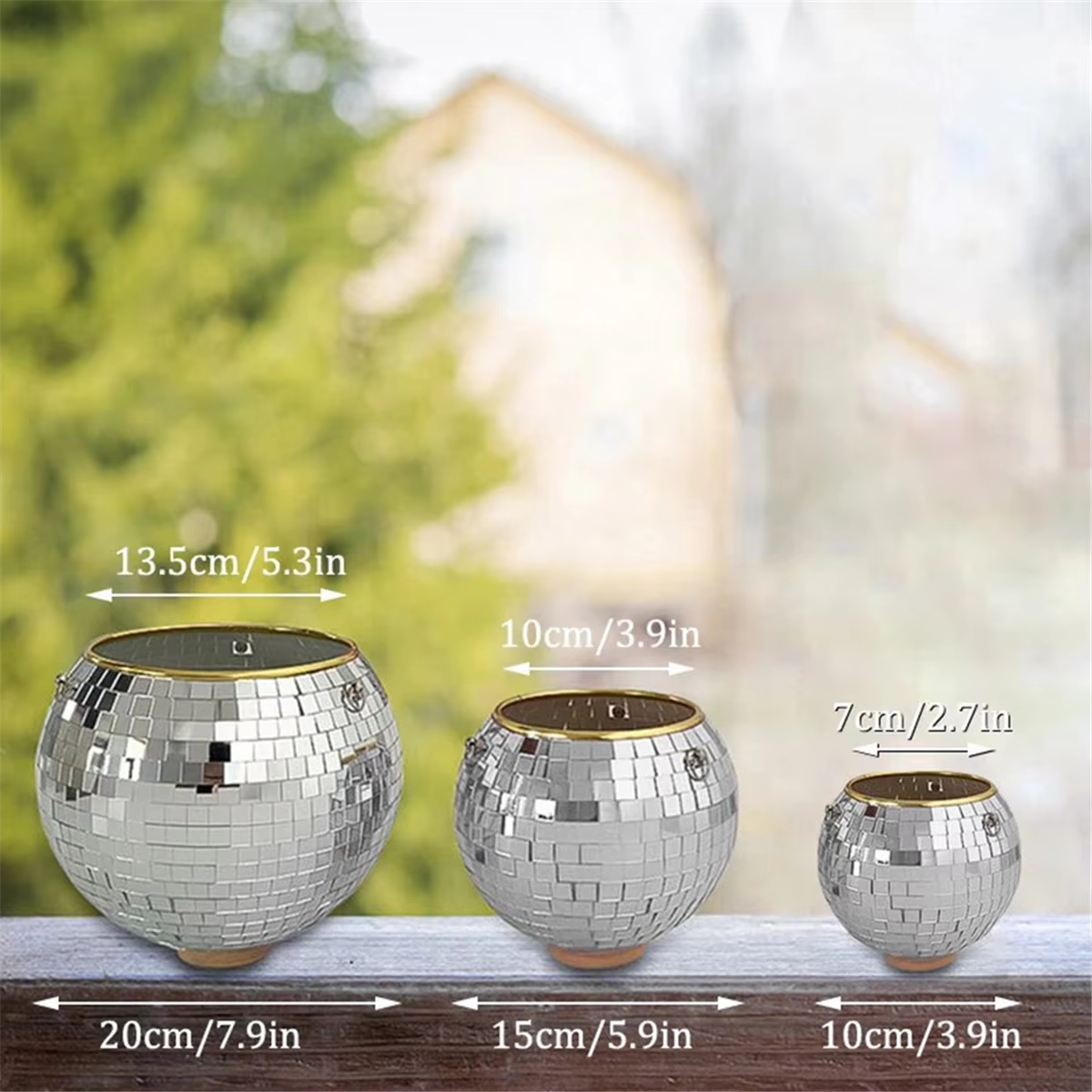 Chang Ball-Pot de Fleur Rond en Plastique avec Miroir, pour Plantation de Plantes Succulentes, 10cm