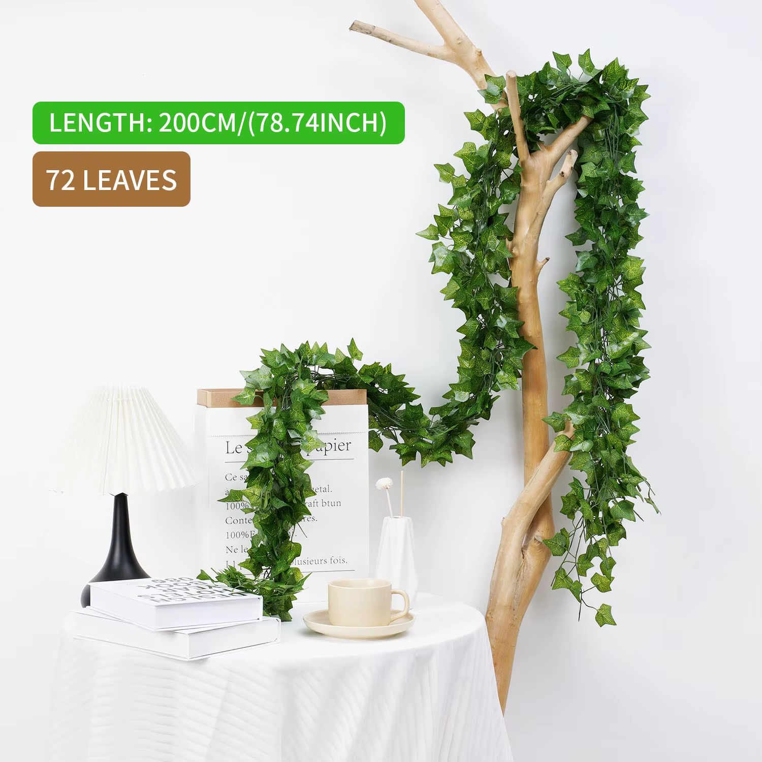 Guirxiété artificielle de lierre, 1 pièce, plante grimpante, vigne verte pour maison, mariage, jardi