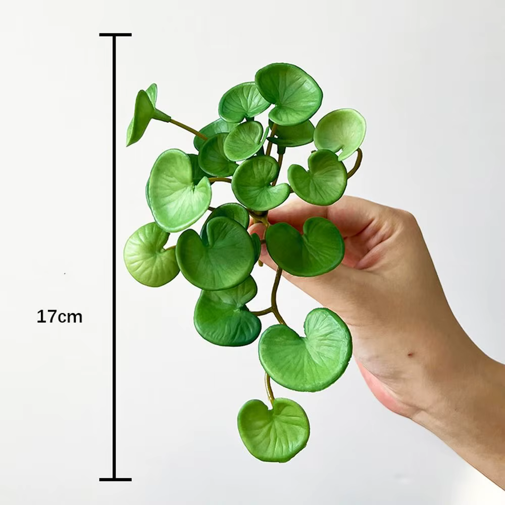 Mini Bouquet de Plantes Artificielles en Cuivre, Pièce de Monnaie, Colle Douce, Fausses Plantes Vert