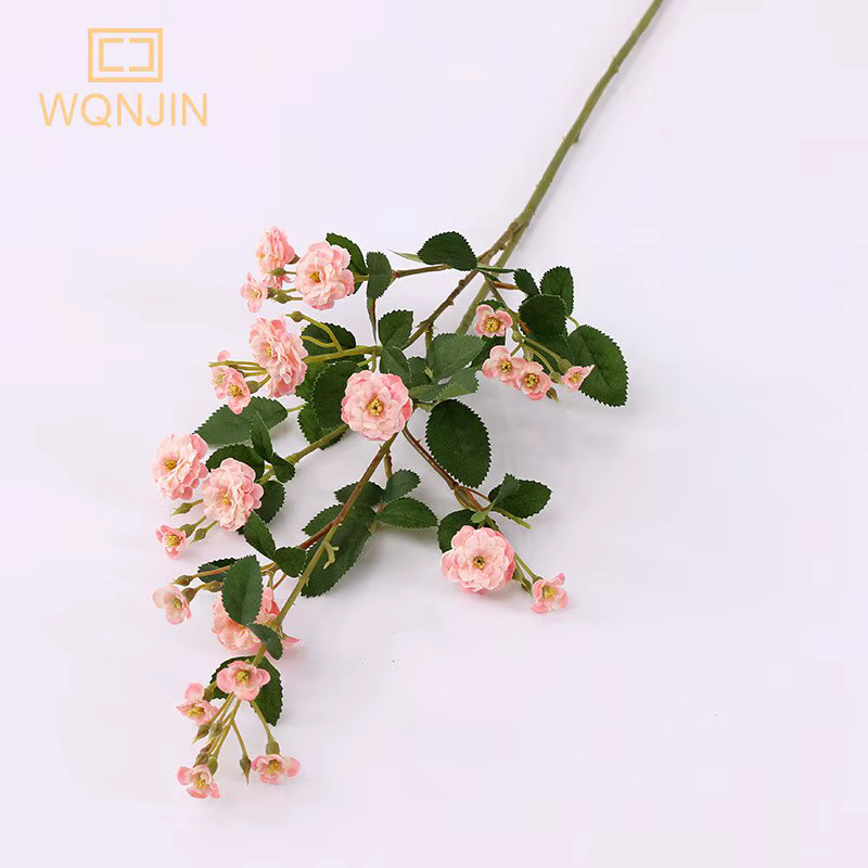 WQNJIN 75 cm bleu haute qualité européenne Mini Roses longue branche fleurs en soie artificielle mai