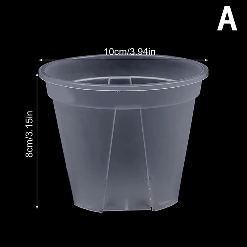 Pot de fleur Transparent avec plateau, 10cm/12cm/14cm, Pot d'orchidée Transparent en PP avec trous p
