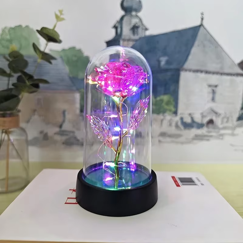 Lampe de nuit LED en forme de rose, réaliste et magnifique, fleur éternelle, idéale pour les fêtes e