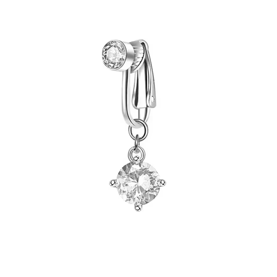 Clip sur nombril anneau papillon cuivre Zircon rose faux ventre Piercing ombilical nombril corps bij