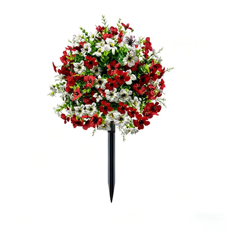Fleurs artificielles de 18 pouces avec piquets de fixation au sol, fausses fleurs d'extérieur pour j