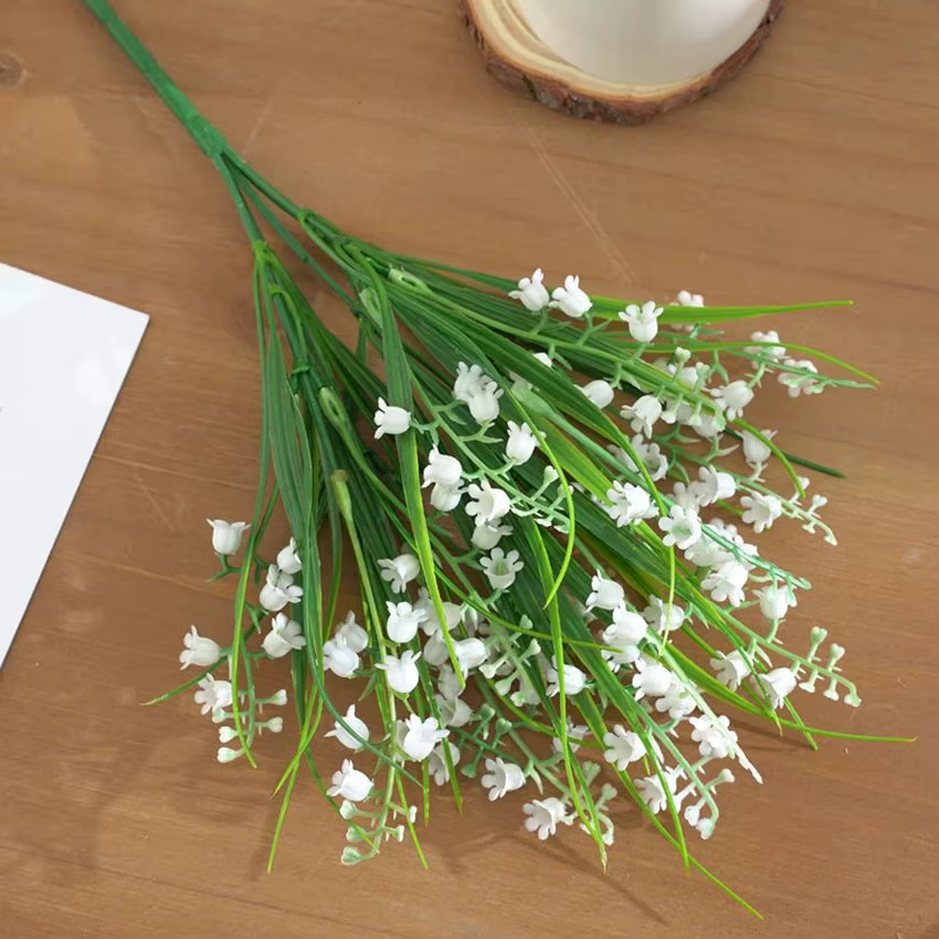 Fleurs artificielles en soie, muguet, Bouquets de mariée, Festival, couronne de jardin extérieur, dé