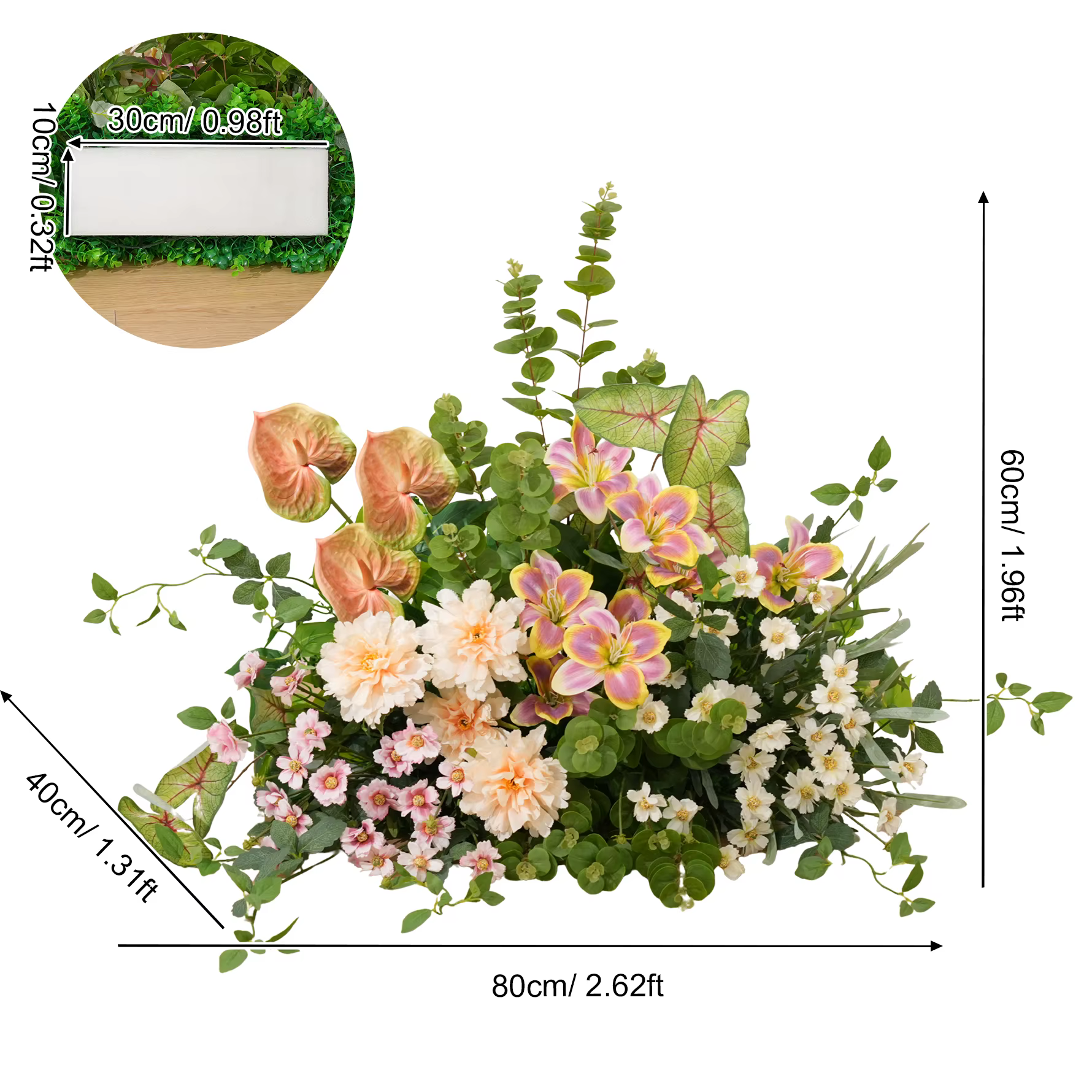 Angela fleur A9028 verdure tropicale Lily Arrangement Floral toile de fond de mariage corne arc déco