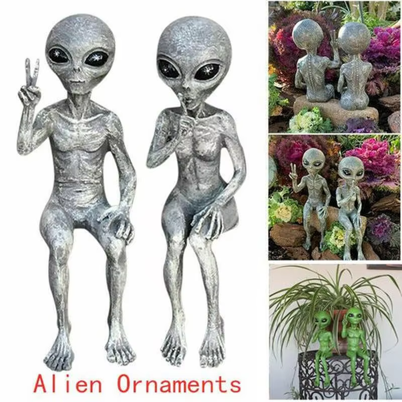 Statue de jardin en résine, ornements extraterrestres pour espace extérieur, décoration de maison, c