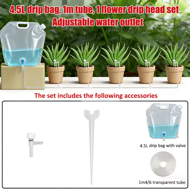 Sac d'irrigation goutte-à-goutte réglable 4,5 L pour plantes, dispositif d'arrosage automatique à li