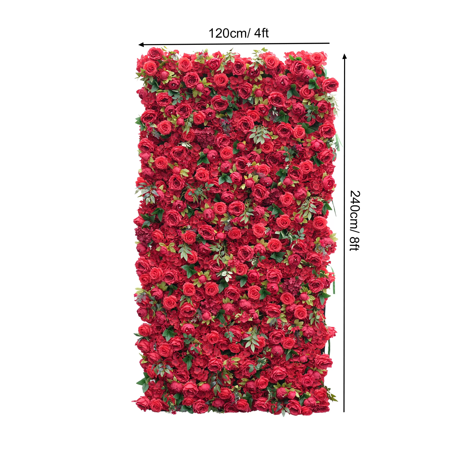 A8937 Rose rouge pivoine feuilles vertes 5D enroulable tissu Base fleur décoration murale mariage to