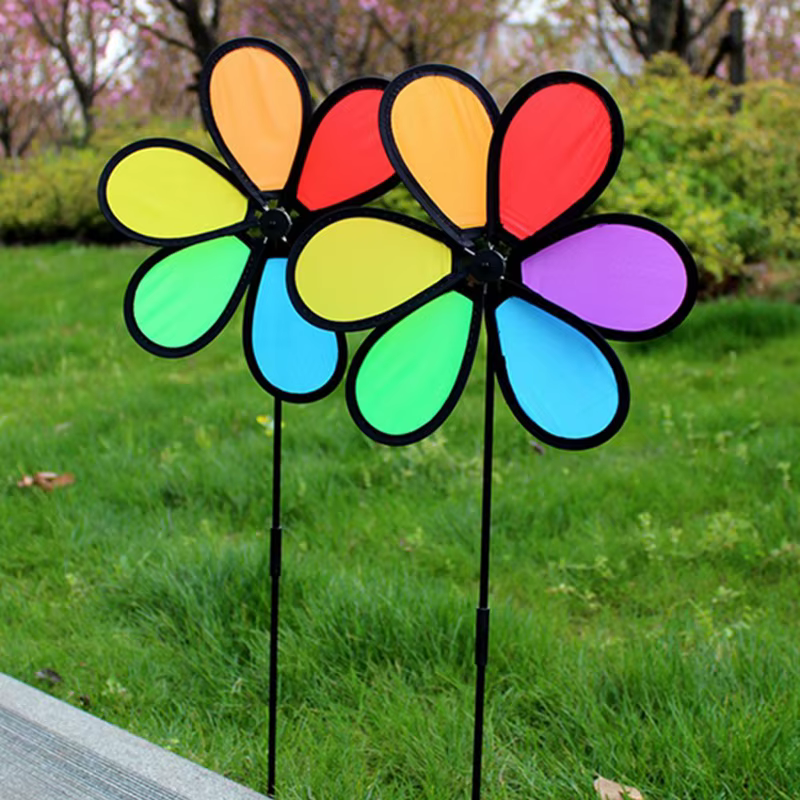 Nouveau Coloré arc-en-ciel Dazy fleur Spinner vent moulin à vent jardin cour décor extérieur