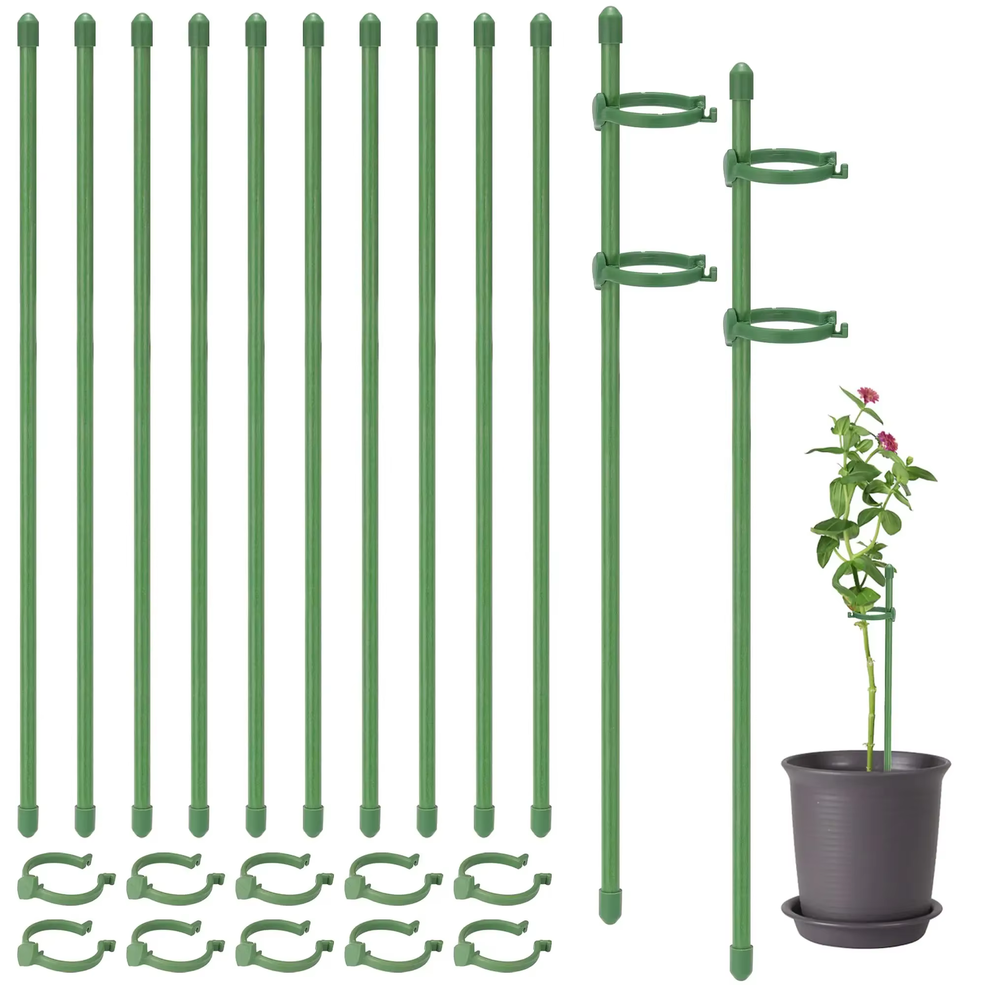 15 Pièces de Supports de Plantes Réglables, Supports de Fleurs de Jardin, Anneaux de Soutien pour Pl