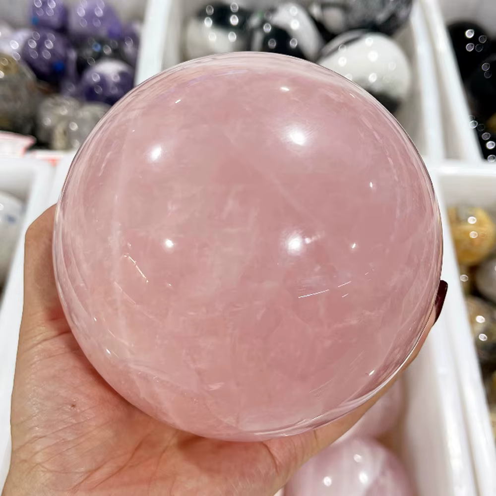 Boule de cristal de Quartz Rose naturel, sphère de Massage polie, décor de salle de guérison Reiki,