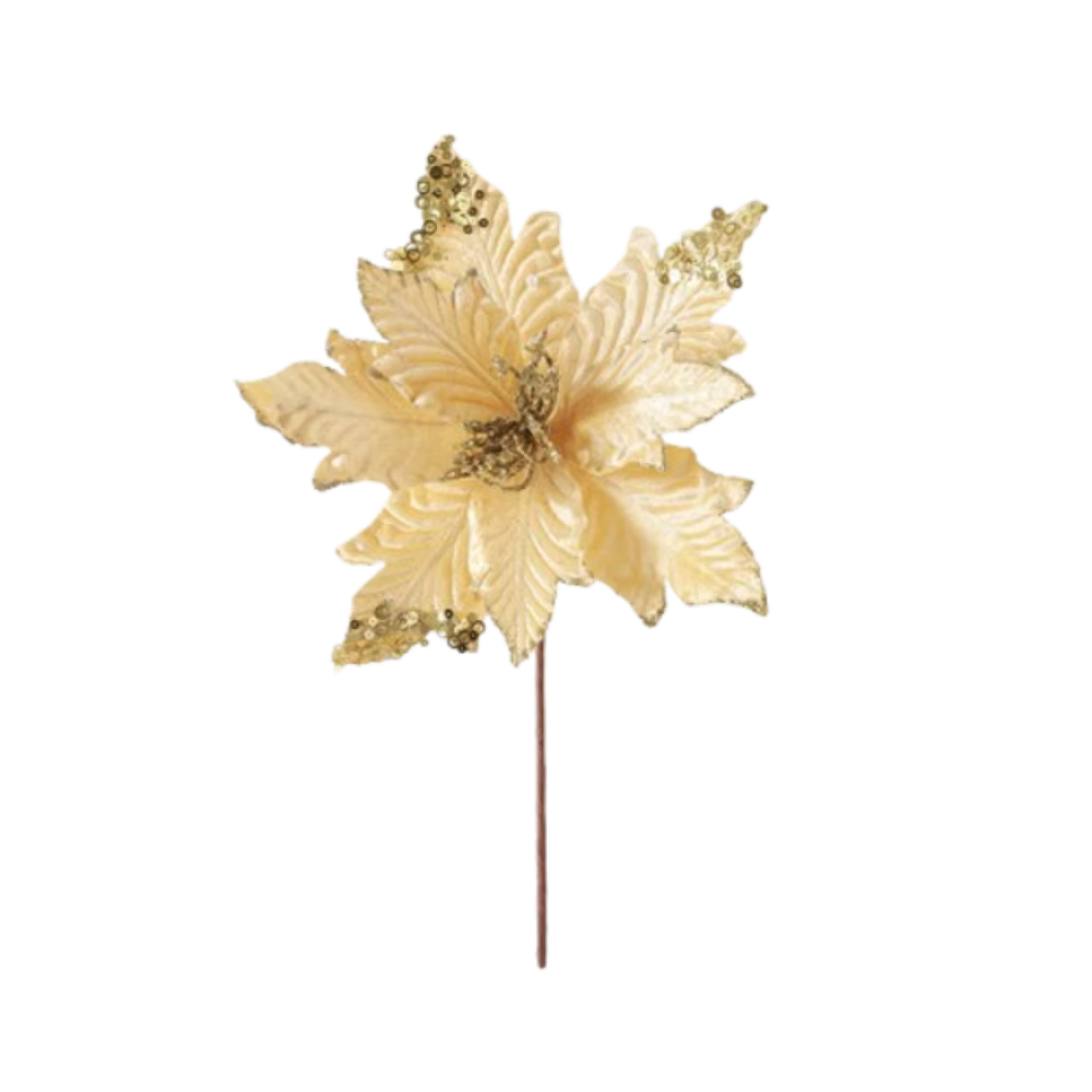 25 cm noël Poinsettia paillettes fleur paillettes flocage simulé fleur tête réaliste grands ornement