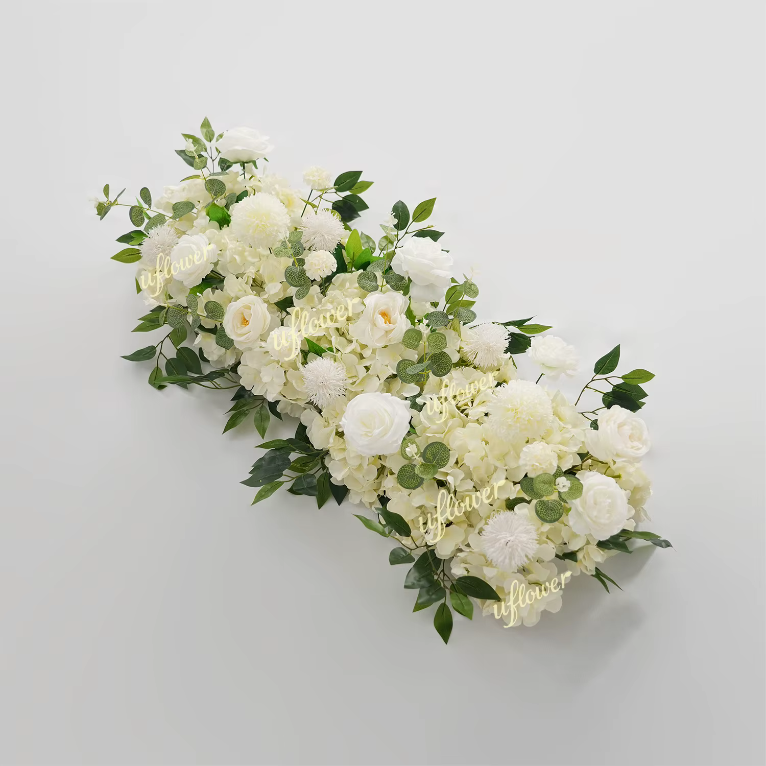 Fleur artificielle Uflower 1m, pivoine blanche de luxe avec feuilles vertes, pour mariage, décoratio