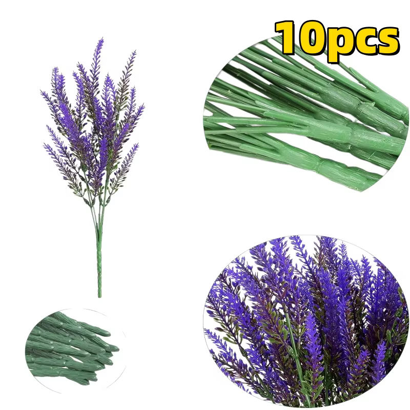 10/50 plantes sans vase, arbustes artificiels de lavande d'extérieur résistants aux UV, adaptés aux 