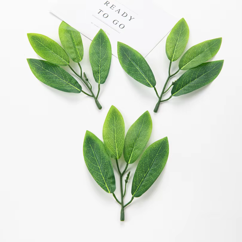 Plantes artificielles en soie verte, feuilles d'olandre pour guirlande de mariage, décorations de no