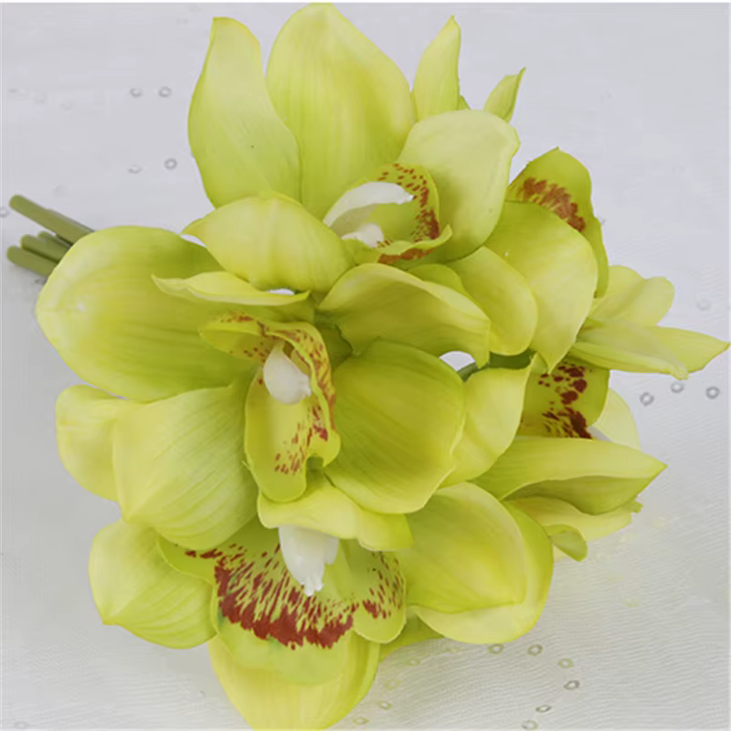 Simulation de fleur Cymbidium, haut de gamme, toucher main, orchidée artificielle, mariée de mariage