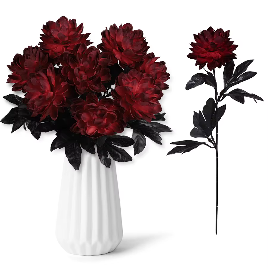 Bouquet de fleurs artificielles Dahlia, 5/10 pièces, pour Halloween, fête d'anniversaire, mariage, a