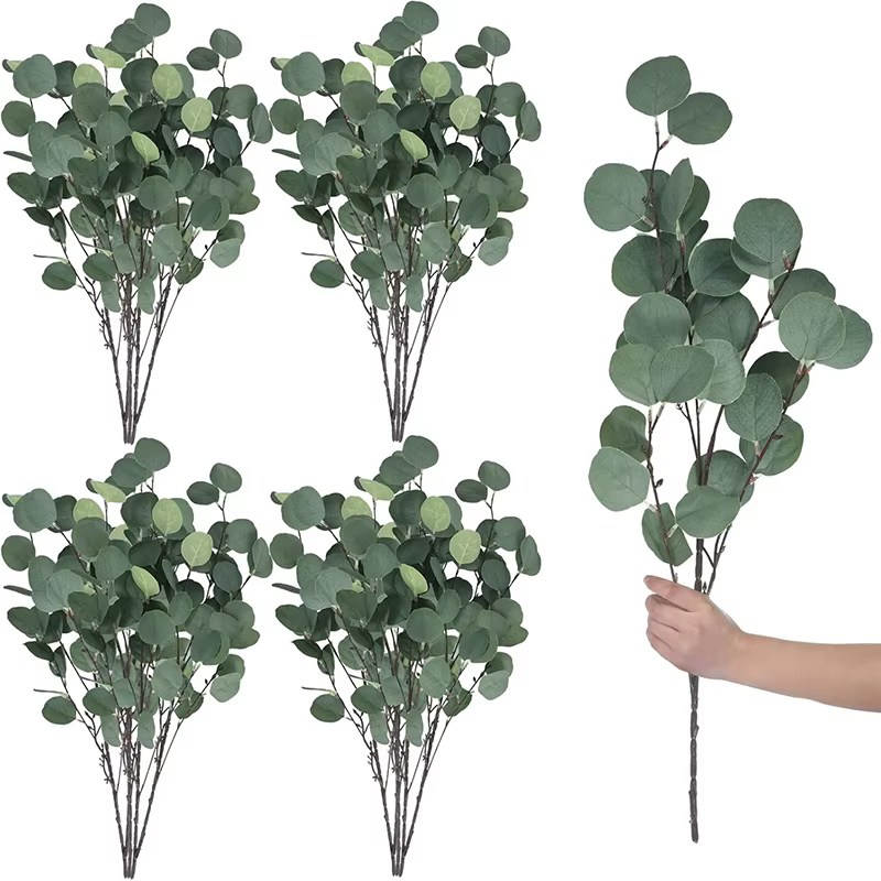 Bouquet de plantes artificielles d'eucalyptus, 5 pièces, branche verte, pour décoration de maison, j