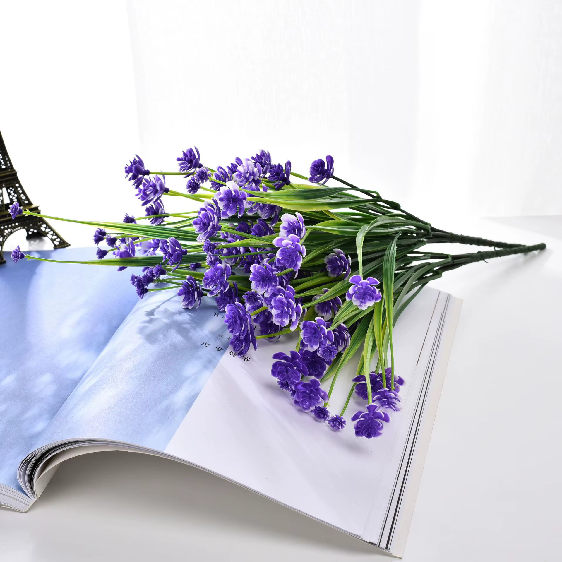 Fleur Artificielle Résistante aux UV, Longue Tige, Facile à Entretien, Plante Verte d'Arbuste, Fauss