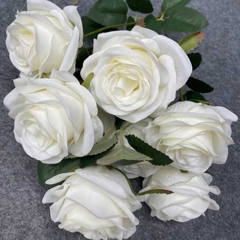 Bouquet de roses artificielles camélia, 9 têtes, 1 bouquet, pour fête, scène de mariage, salle d'exp