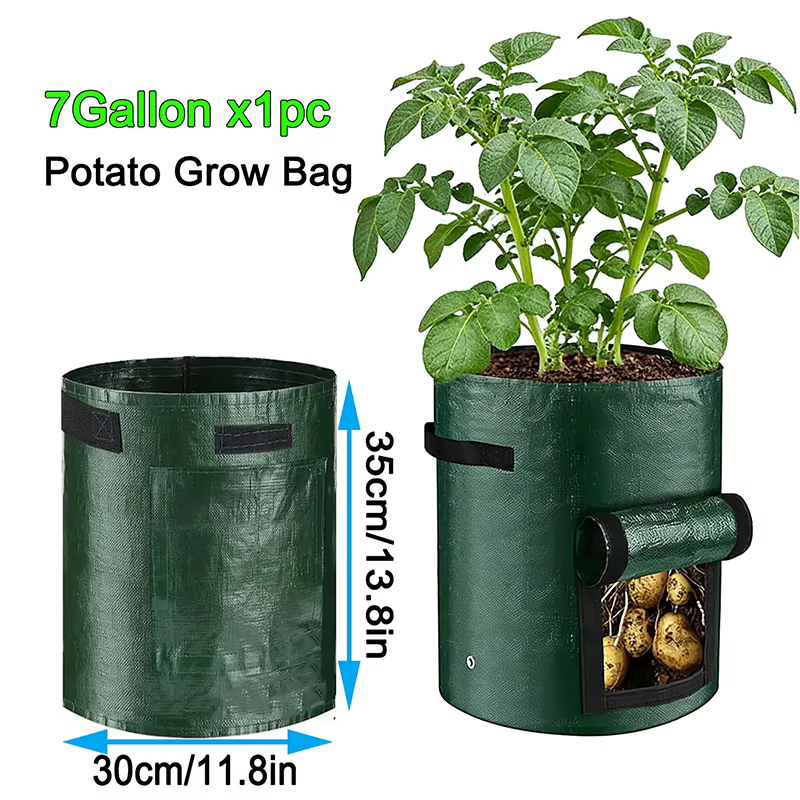 Sac de culture rond en PE vert foncé respirant pour plantes, pot de fleurs, seau de plantation de lé
