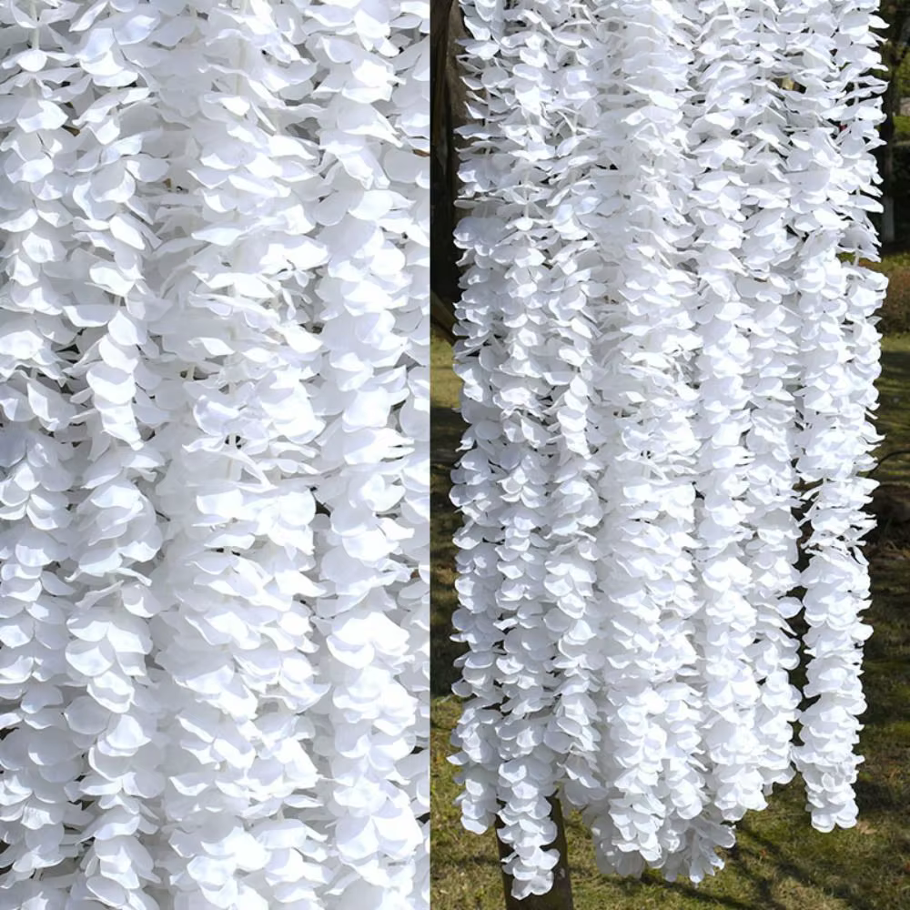 Guirlande de fleurs artificielles glycine pour décoration murale, salon, mariage, jardin et maison