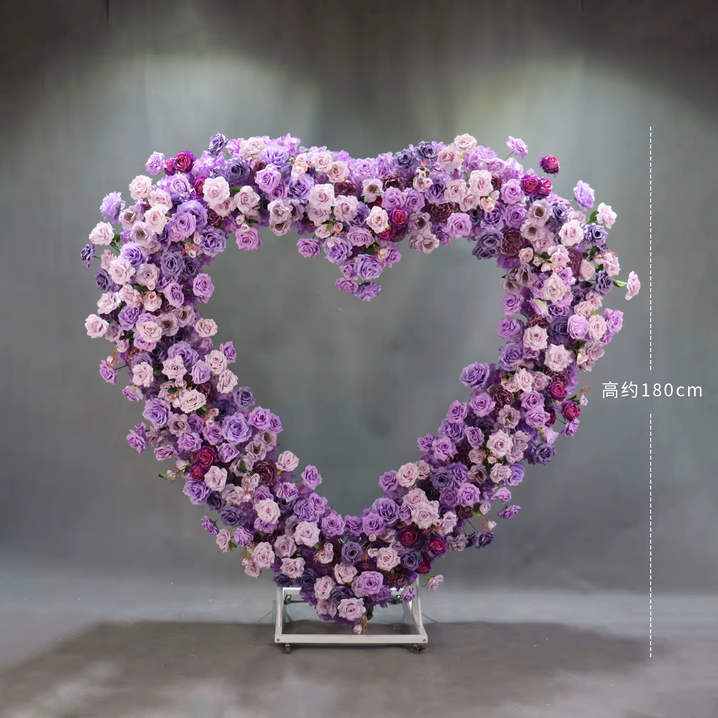 Arche florale en métal faite à la main en forme de cœur de rose - Décoration écologique pour événeme