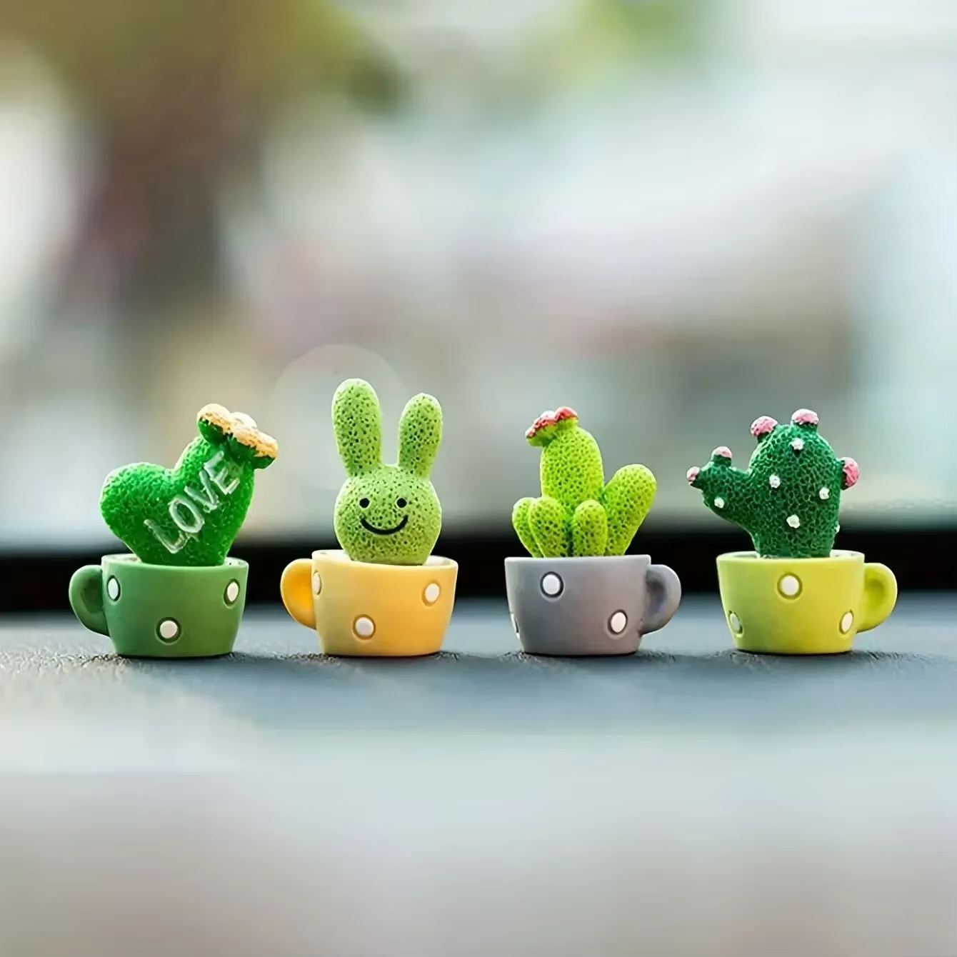 4 mini-cactus succulents en résine, ornements de plantes vertes artificielles, décoration pour la ma