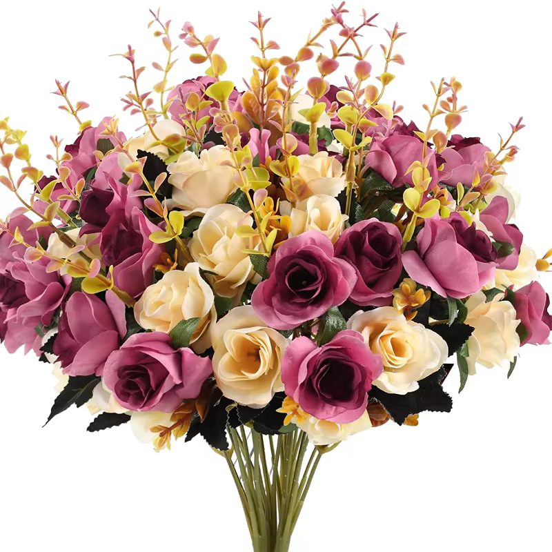 Roses artificielles pour mariage, 1 bouquet de fausses fleurs, accessoires de décoration pour la mai