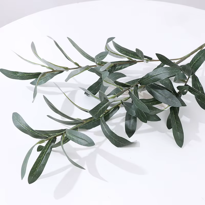 Plantes artificielles feuilles vert Olive Branches d'arbre nouvel an fruits accessoires Photo maison
