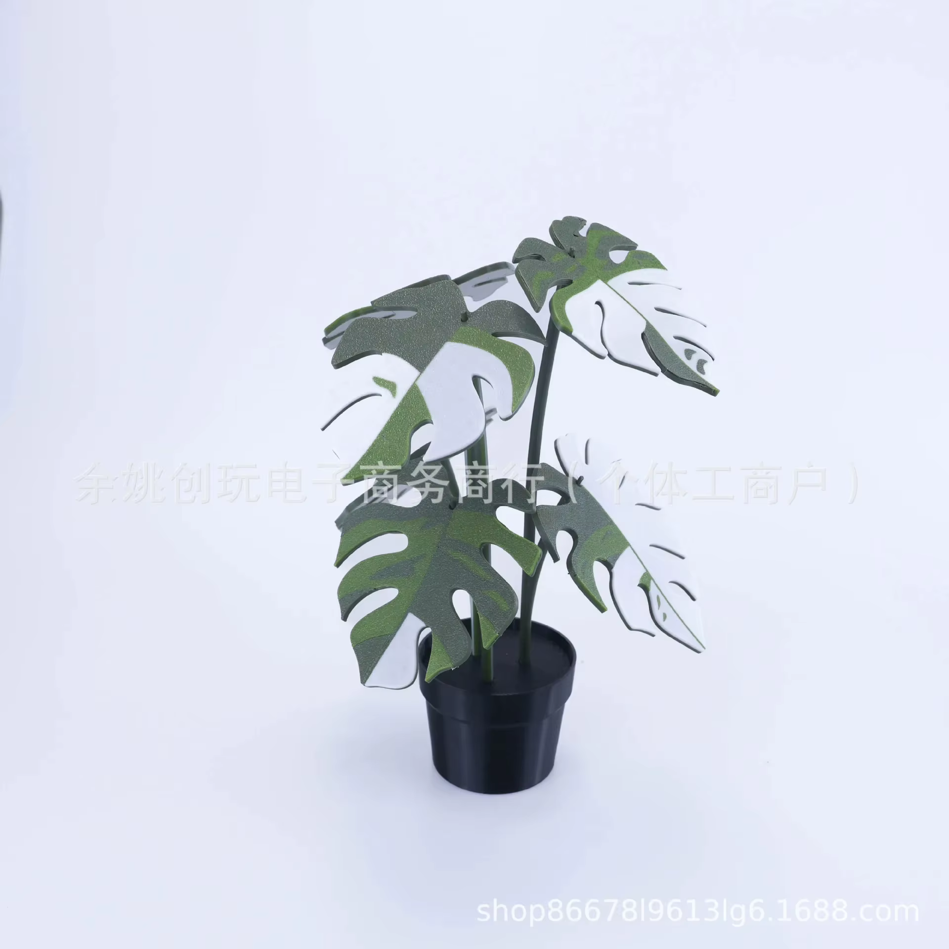 Plante artificielle Monstera en pot 3D avec sous-verre décoratif, cadeau pour les amateurs de plante