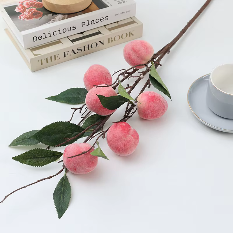 Branches de pêche artificielles pour la décoration, faux arbre de pêche, fruits artificiels, nouvel 