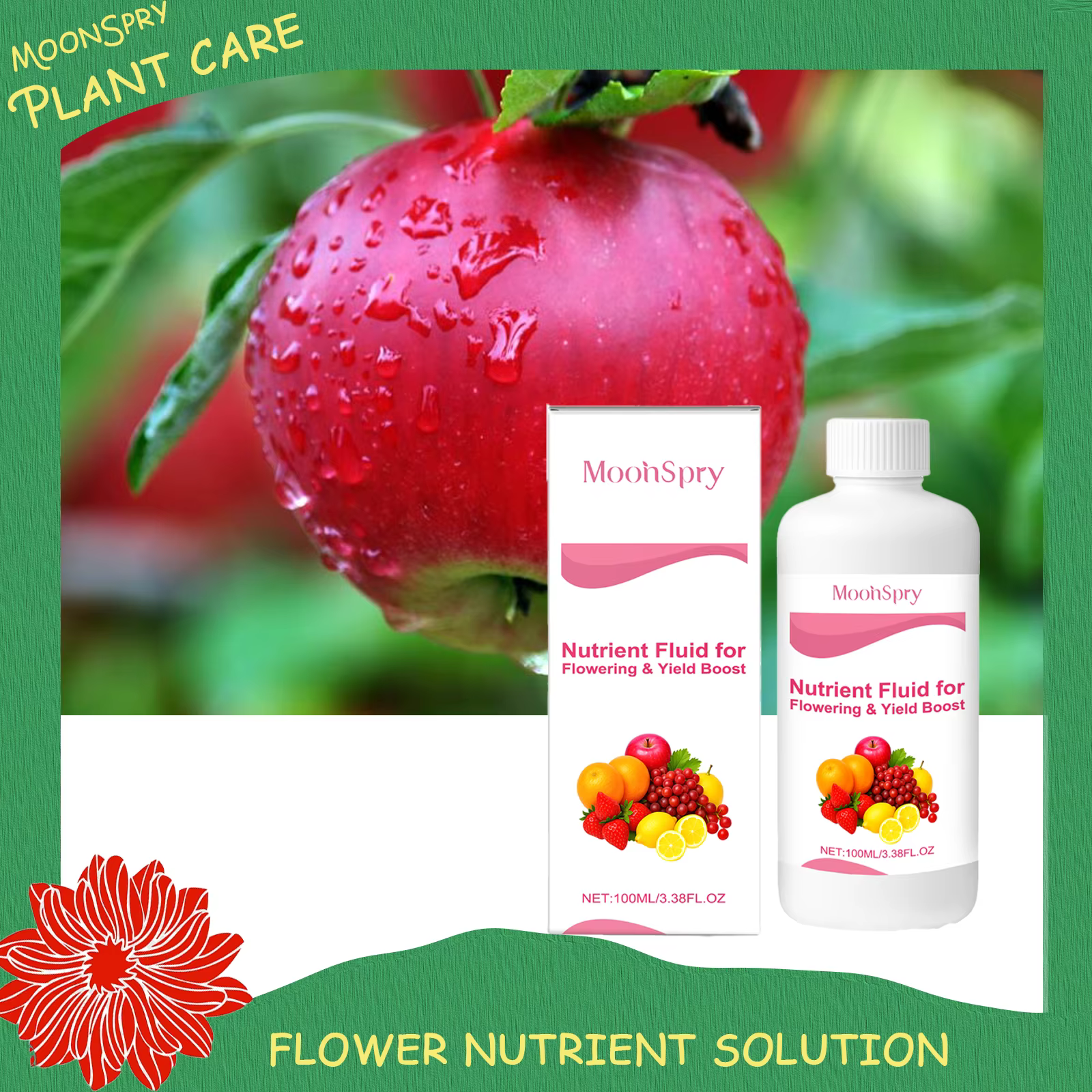 Solution nutritive pour fleurs, 100ml, pour la plantation et le développement des fruits, l'engrais