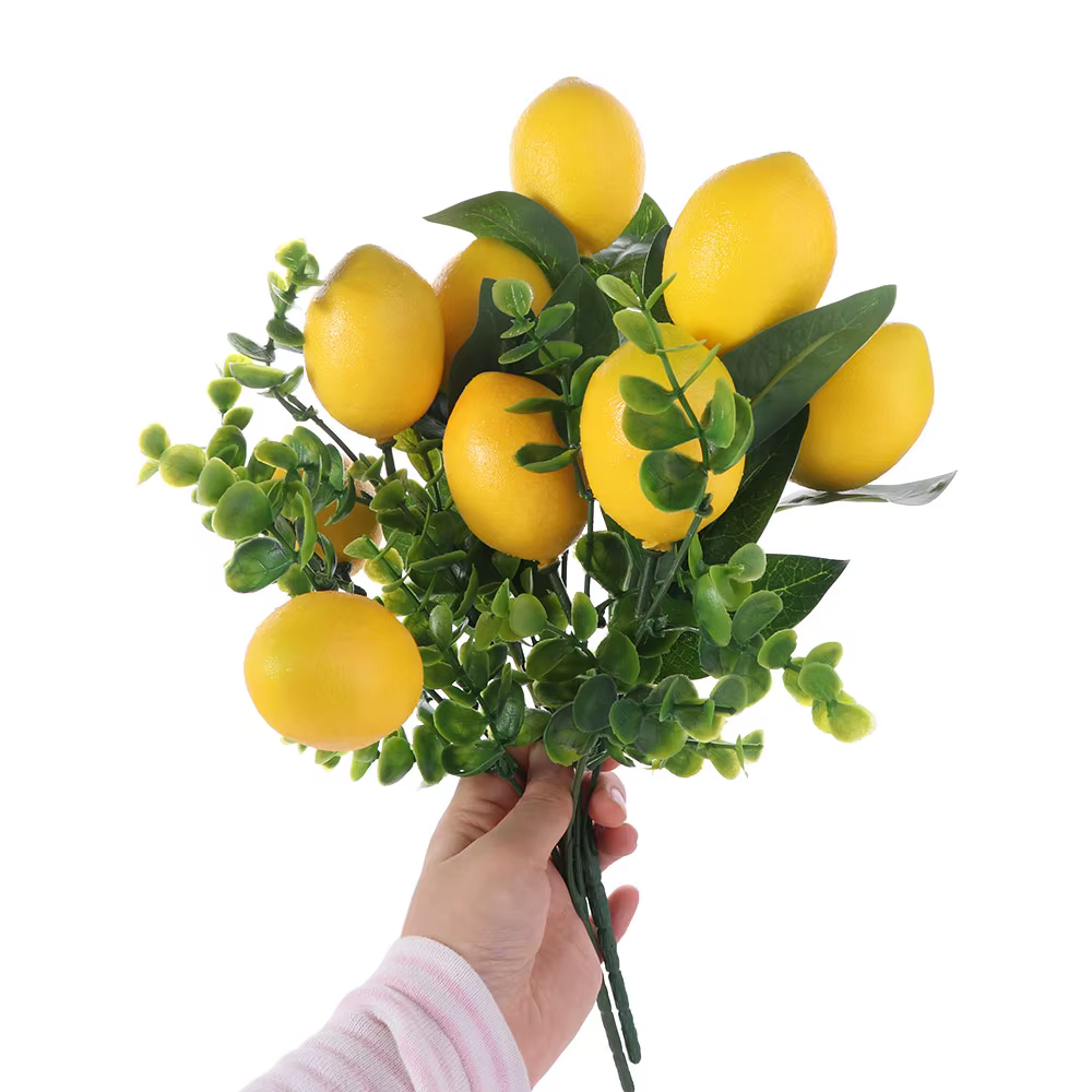 Plantes vertes artificielles faites à la main, branches de citron, simulation élégante de fruits de 