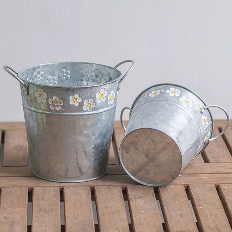Pot de fleur en fer vintage, vase à fleurs de bureau, pot de fleurs pour plantes de balcon, E27