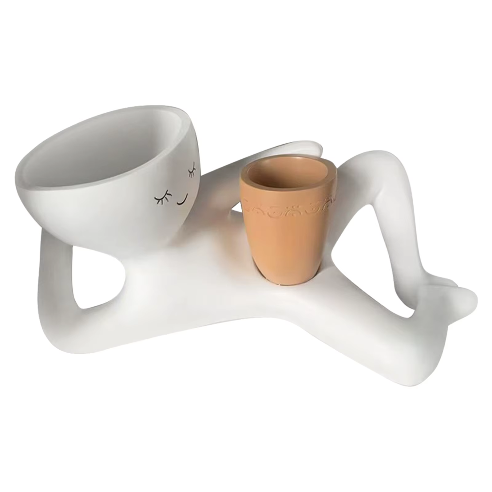Pot de fleurs amusant en résine « Lazy Guy » avec trou de drainage, figurine unique allongée, pots à