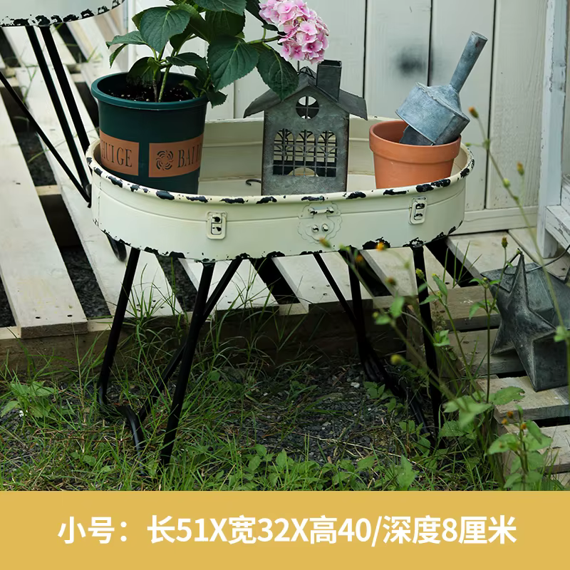 Support de fleurs en fer Vintage, rustique, vieux support de plantes blanc, support de pot de fleurs