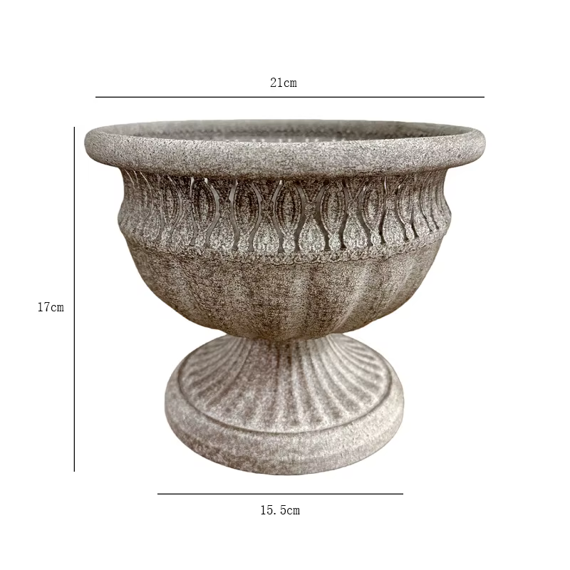 Pot de fleurs vintage rustique à large ouverture, jardinière pour succulentes gris ardoise, grand va