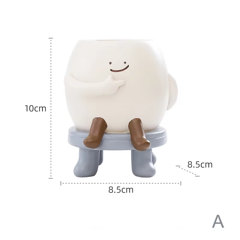 Pot de fleurs Smiley Face en résine mignon, jardinière tête de fleur pour intérieur et extérieur, po