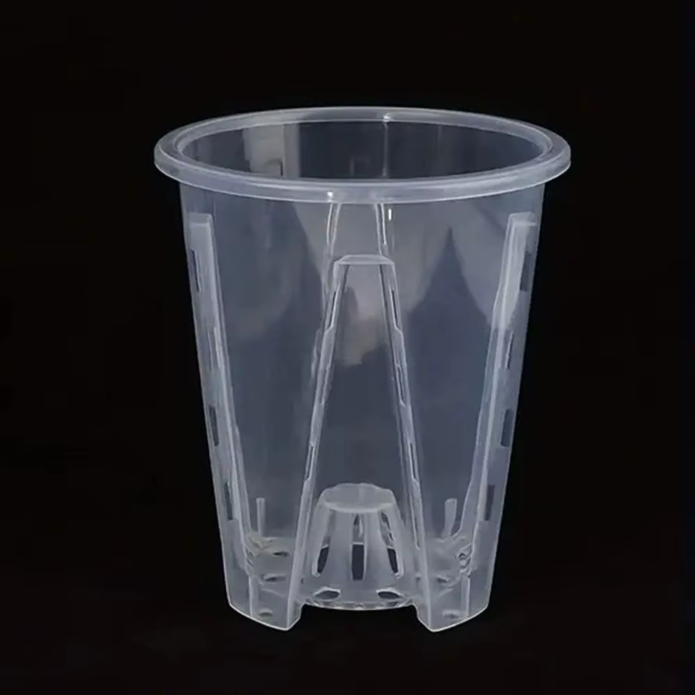Pot de fleurs transparent respirant pour le contrôle des racines, magnifique avec plateau, pour orch