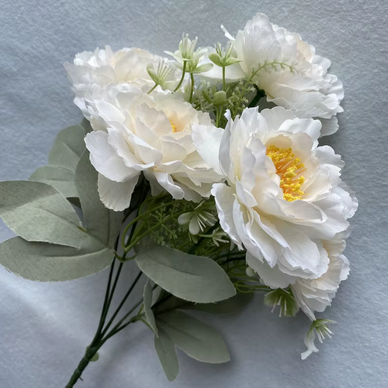 Bouquet de pivoines artificielles à 6 têtes, Simulation d'arrangement floral, plantes vertes, salon,