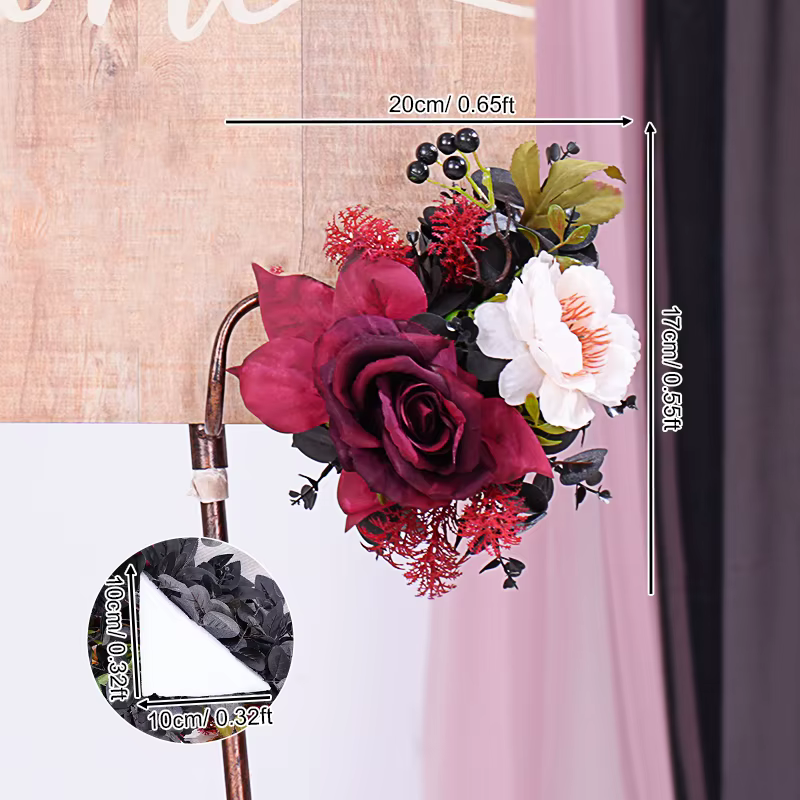 Panneau de bienvenue série bordeaux noir, Arrangement Floral de réception florale, décoration de la 