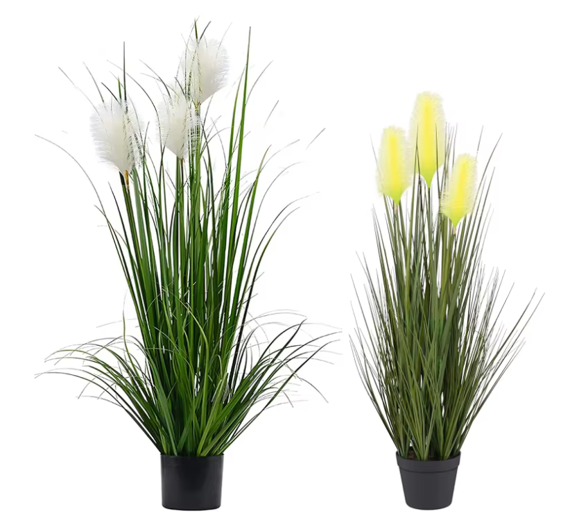 Décoration de la maison plantes vertes fleurs de roseau artificielles grande fausse plante en pot fa