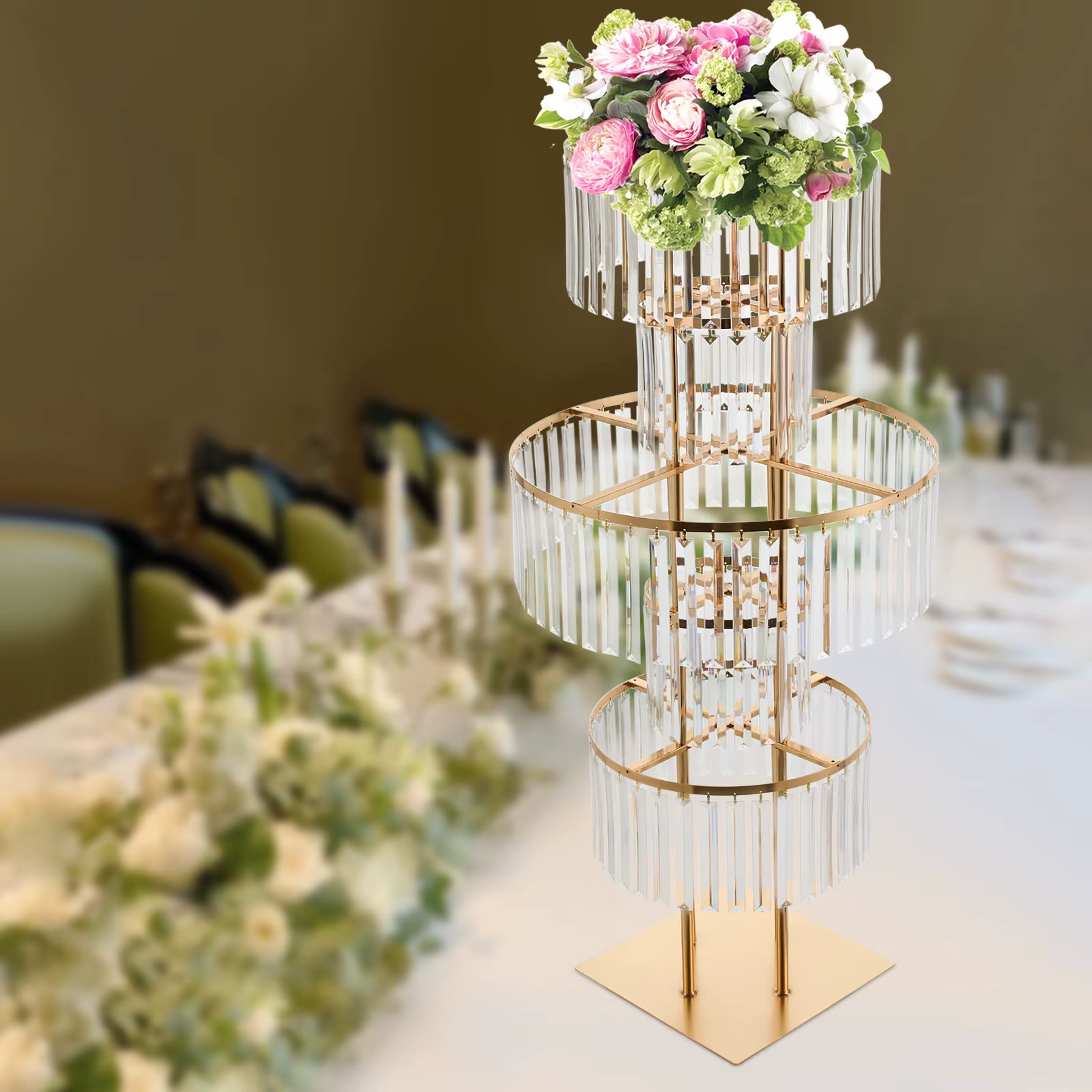 5 niveaux or/argent centres de table de mariage support de fleur Vase pièce maîtresse support de fle
