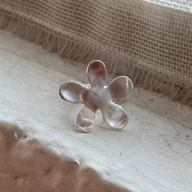 Bague de document en argent pour femmes et filles, bijoux esthétiques, grande fleur, bague de doigt,