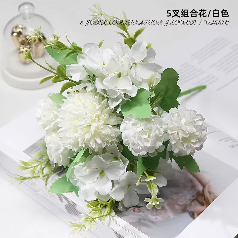 InjFlower-Fausse fleur pour décoration de mariage, 5 têtes, photographie, art, maison